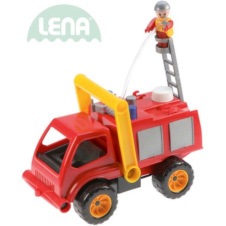 LENA Auto hasičské plastové 29cm aktivní hasiči stříkací vodu set s panáčkem 415