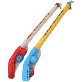 Hokejový dětský set 2 hole s pukem a míčkem florbal plast 2 barvy