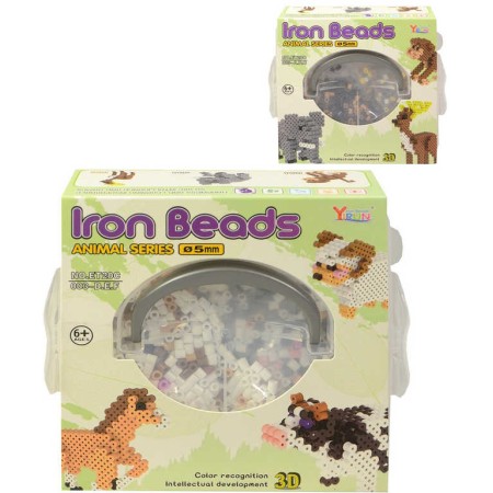 Korálky zažehlovací zvířátka 3D objekty set 1600ks 2 druhy v přenosném boxu