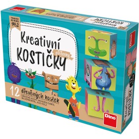 DINO DŘEVO Kubus příšerky kreativní obrázkové kostky set 12ks