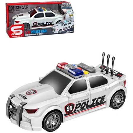 Auto policejní bílé 1:16 Policie 25cm na baterie Světlo Zvuk