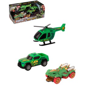 Teamsterz lov dinosaurů set 2 auta s vrtulníkem na baterie Světlo Zvuk plast