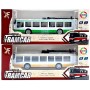 Trolejbus kovový s efekty 16cm na baterie zpětný chod Světlo Zvuk