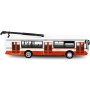 Trolejbus MHD 16cm červeno-bílý kovový na zpětný chod v krabici