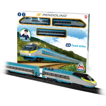 Vlak s kolejemi Mini Pendolino Naše železnice lokomotiva + 2 vagony na baterie