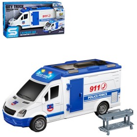 Auto policejní dodávka na setrvačník 1:16 na baterie Světlo Zvuk