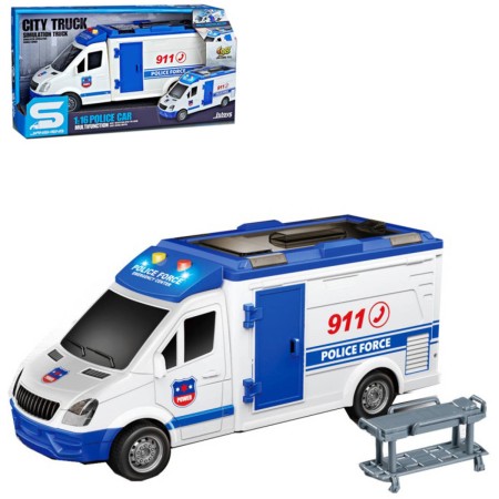 Auto policejní dodávka na setrvačník 1:16 na baterie Světlo Zvuk