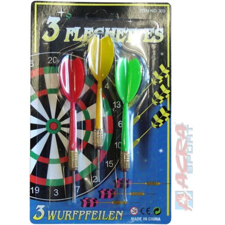 ACRA Šipky barevné s kovovým hrotem set 3ks na kartě