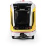 Tramvaj žlutá kovová MHD Městská hromadná doprava zpětný chod