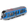 Tramvaj modrá kovová MHD Městská hromadná doprava zpětný chod