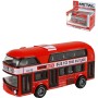 Autobus červený londýnský dvoupatrový double decker zpětný chod kov