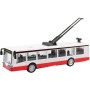 Trolejbus kovový 16cm zpětný chod český design otevírací dveře