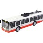 Trolejbus kovový 16cm zpětný chod český design otevírací dveře