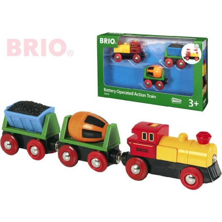 BRIO Mašinka elektrická set se 2 vagónky na baterie k vláčkodráze 33319 Světlo