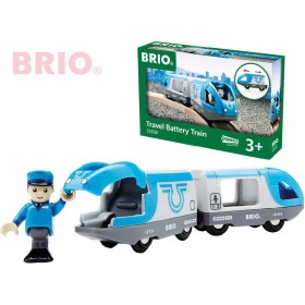 BRIO DŘEVO Set elektrická vlaková souprava + figurka strojvedoucí na baterie