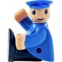 WOODY Mašinka elektrická zelená na baterie set s panáčkem doplněk k vláčkodráze