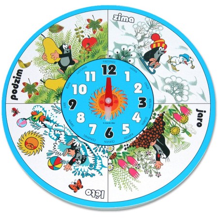 DŘEVO Krtečkovy hodiny Krtek (Krteček) roční období *DŘEVĚNÉ HRAČKY*