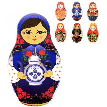 Panenka matrjoška magnet dekorace na lednici keramika 6 druhů