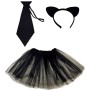 KARNEVAL Šaty sukně kočka set s čelenkou a kravatou *KOSTÝM*