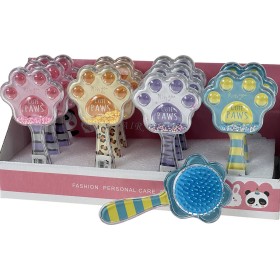 Kartáč dětský hřeben na vlasy s konfetami zvířecí tlapka 4 barvy