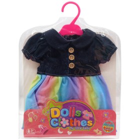 Oblečení pro panenku 35cm obleček duhové šatičky set s ramínkem