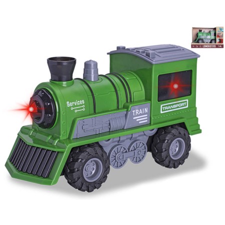 Lokomotiva zelená vláček na setrvačník na baterie Světlo Zvuk