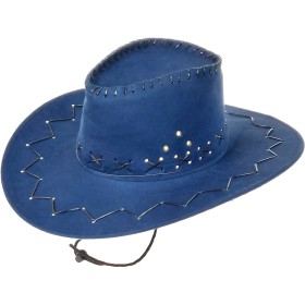 KARNEVAL Klobouk kovboj modrý semiš *KARNEVALOVÝ DOPLNĚK*