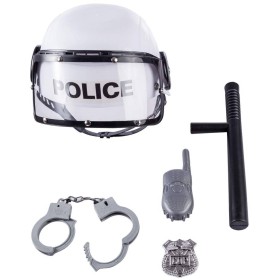 Policejní herní zásahový set helma s pouty a pendrekem plast