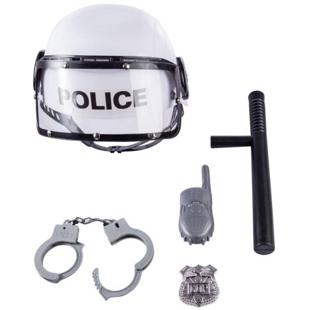 Policejní herní zásahový set helma s pouty a pendrekem plast