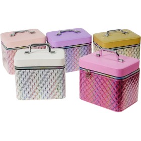 Kufřík dětský kosmetický vel. M se zrcátkem lesklý na zip 5 barev