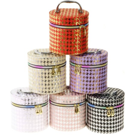 Kufřík dětský kosmetický vel. S se zrcátkem na zip kulatý 6 barev