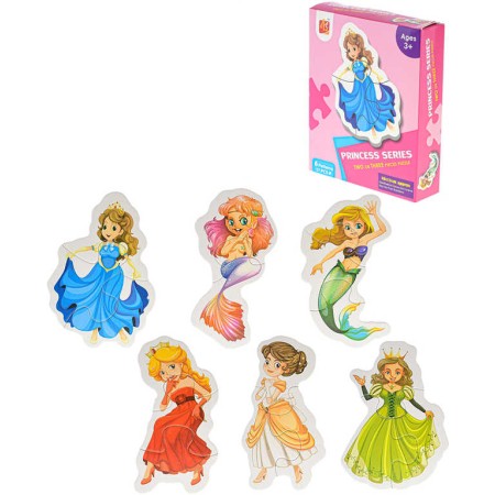PUZZLE 6v1 Disney Princezny 18x13cm velké dílky 17ks skládačka v krabici
