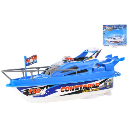 Člun policejní pátrací 22cm do vody na baterie 2 barvy plast