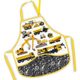 Zástěra dětská školní Stavební stroje oblečení na výtvarnou výchovu Auta