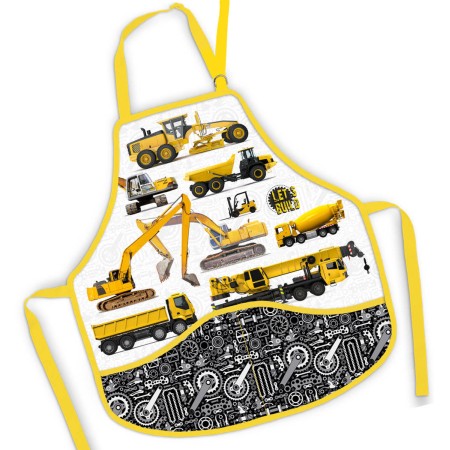 Zástěra dětská školní Stavební stroje oblečení na výtvarnou výchovu Auta