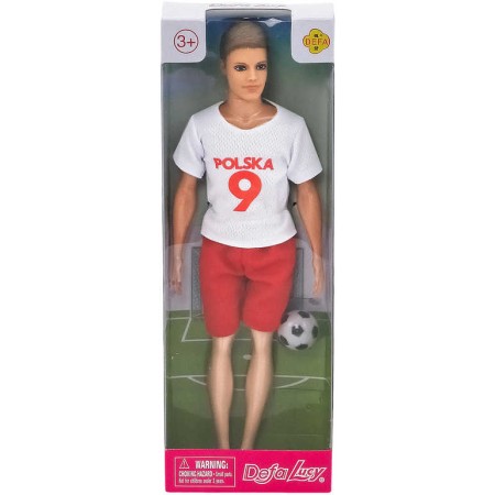Panenka Defa Lucy panák fotbalista 30cm v dresu Polsko set hráč s míčem v krabičce