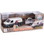 KIDS GLOBE Traffic auto VW Transporter set s bagrem a přívěsem PB kov