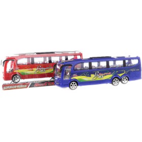 Autobus plastový zájezdový na setrvačník 25cm 2 barvy blister