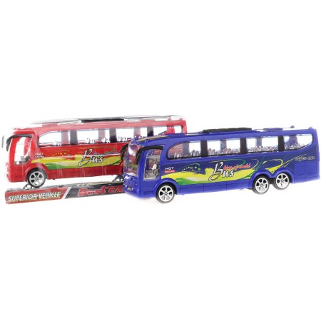Autobus plastový zájezdový na setrvačník 25cm 2 barvy blister