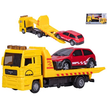 Auto odtahová služba MAN volný chod set odtahovka s autíčkem kov