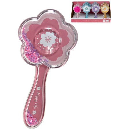 Kartáč dětský hřeben na vlasy s konfetami květina 4 barvy