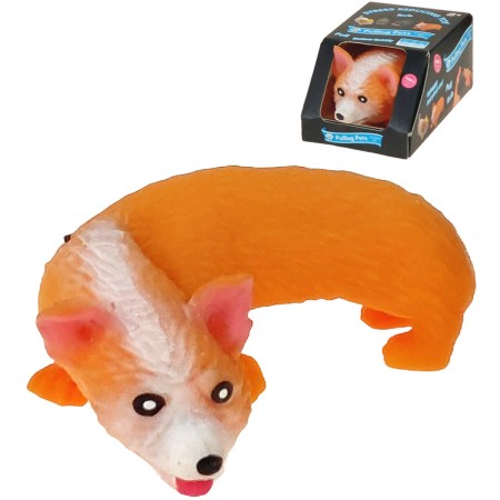 Pejsek strečový mačkací zvířátko antistresové natahovací v domečku