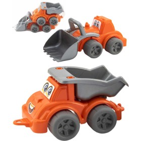 Auto pracovní veselé 13cm stavební stroje s očima set 2ks v síťce plast