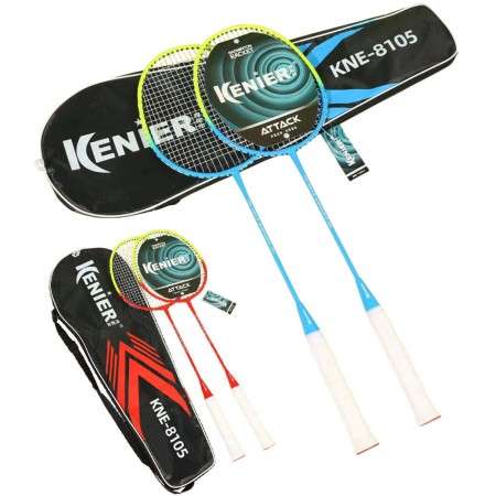 Badmintonová sada dvojbarevné pálky s 5 košíčky v pouzdře 2 barvy
