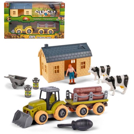 Farma herní montážní set traktor šroubovací s vlečkou a doplňky