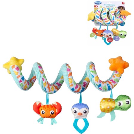 PLAYGRO Spirála baby textilní se zvířátky na kočárek pro miminko