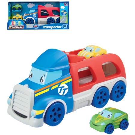 Teamsterz Auto Tiny transportér set se 2 soft baby autíčky s očima plast