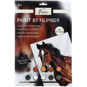 Malování podle čísel kůň kreativní set obrazek A4 s barvičkami a štětcem