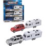 Teamsterz set auto teréní jeep + karavan 3 barvy v krabičce