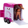 KIDS GLOBE Horses auto Land Rover set s přívěsem a koňmi růžový PB kov
